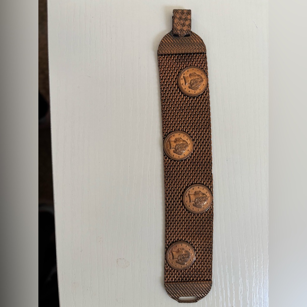 Vintage copper coin bracelet